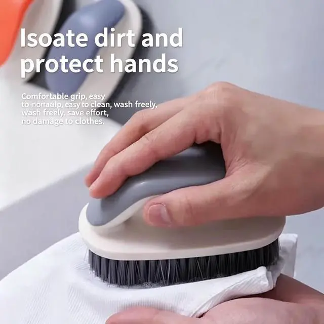 Alt view image 2 of 7 - Soft Bristle Laundry Brush for Shoes, Clothes, Hats (Blue) | Multi-purpose soft bristle brush removes stains from shoes, clothes and hats for laundry, countertop and bathtub cleaning.