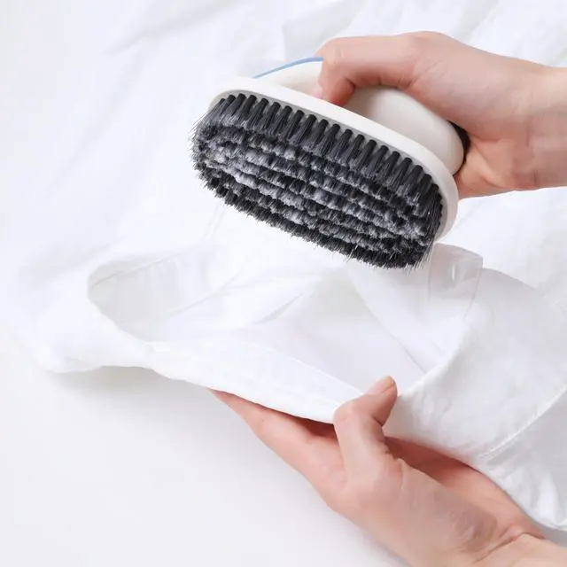 Alt view image 3 of 7 - Soft Bristle Laundry Brush for Shoes, Clothes, Hats (Blue) | Multi-purpose soft bristle brush removes stains from shoes, clothes and hats for laundry, countertop and bathtub cleaning.