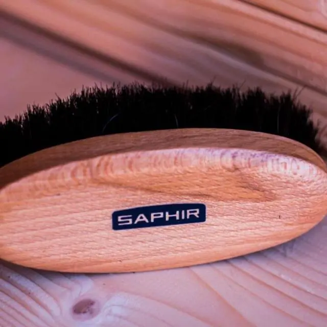 Alt view image 4 of 6 - Oval Horsehair Brush - Shoe Polish - for Cleaning, Polishing & Buffing Leather Shoes - Brown Bristles - 5 (13.5cm)