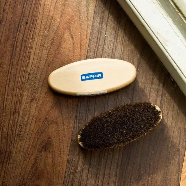 Alt view image 2 of 6 - Oval Horsehair Brush - Shoe Polish - for Cleaning, Polishing & Buffing Leather Shoes - Brown Bristles - 5 (13.5cm)
