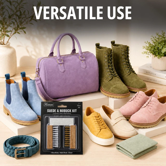 Alt view image 7 of 7 - Suede and Nubuck Cleaning Kit - Complete Brass & Nylon Brush Set, Suede Eraser for Shoes, Jackets, Boots, Handbags