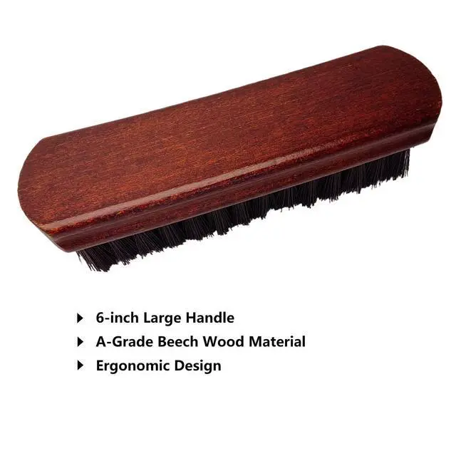 Alt view image 4 of 7 - 6" Shoe Brush Set, 3-Stiffness Horsehair Boar Nylon | 100% Horsehair, Boar Bristle, Stiff Nylon Bristle; For Leather & Boots Cleaning & Polishing; Beech Wood Handle