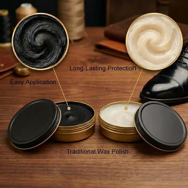 Alt view image 3 of 7 - Shoe Care Kit,includes a Medium Horsehair Shoe Brush, a Long-Handled Round Brush, White Shoe Polish, a Black Shoe Polish, a Polishing Cloth, a Shoe Horn, and a Storage Box.