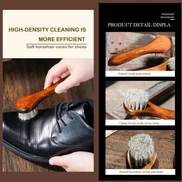 Alt view image 6 of 7 - Shoe Care Kit,includes a Medium Horsehair Shoe Brush, a Long-Handled Round Brush, White Shoe Polish, a Black Shoe Polish, a Polishing Cloth, a Shoe Horn, and a Storage Box.