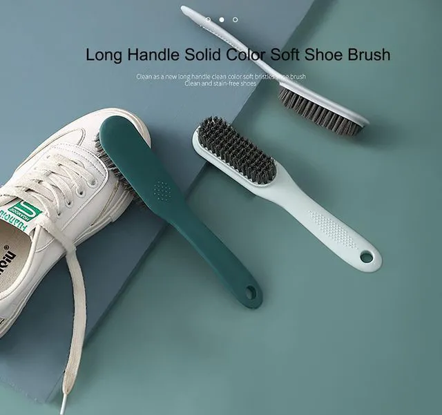 Alt view image 4 of 7 - Household Cleaning Brush Soft Bristle Laundry Brush Shoe Stain Remover Brush Comfort Grip Nylon Brushes for Fabric Clothes Carpet Floor Pack of 2 Shoes Cleaner Brush, Blue and Gray