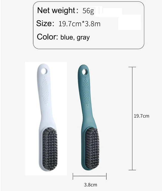 Alt view image 7 of 7 - Household Cleaning Brush Soft Bristle Laundry Brush Shoe Stain Remover Brush Comfort Grip Nylon Brushes for Fabric Clothes Carpet Floor Pack of 2 Shoes Cleaner Brush, Blue and Gray