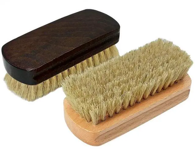 Main image of 2-Pack Shining Brushes, Wood Handle with Pig Bristle Shoe Brushes, Polishing Cleaning Buffing Brush Cleaner for Shoes, Boots, Crafts, Cloths, Furniture, 2 Colors