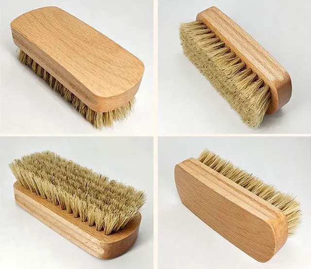 Alt view image 5 of 7 - 2-Pack Shining Brushes, Wood Handle with Pig Bristle Shoe Brushes, Polishing Cleaning Buffing Brush Cleaner for Shoes, Boots, Crafts, Cloths, Furniture, 2 Colors