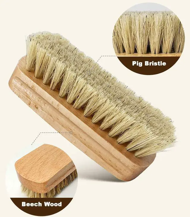 Alt view image 7 of 7 - 2-Pack Shining Brushes, Wood Handle with Pig Bristle Shoe Brushes, Polishing Cleaning Buffing Brush Cleaner for Shoes, Boots, Crafts, Cloths, Furniture, 2 Colors