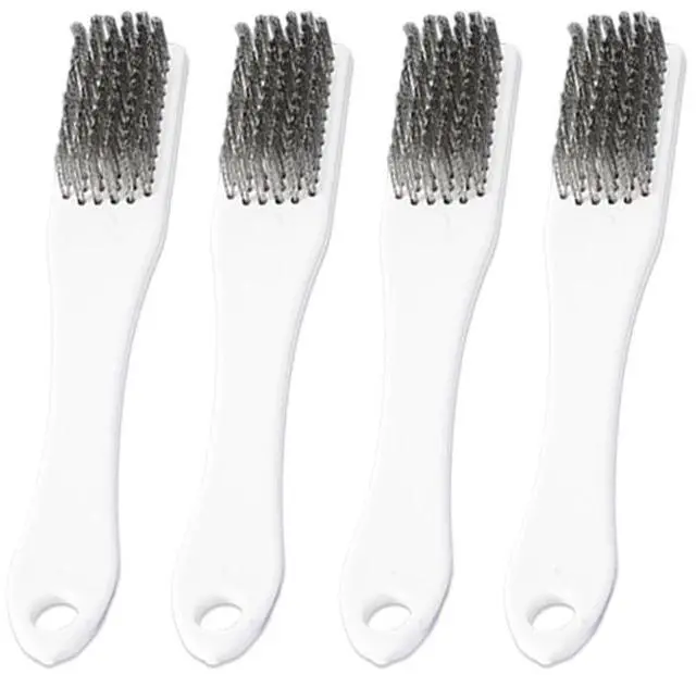 Main image of 4 Pack Bowling Shoe Brushes - Stainless Steel Wire Cleaning Scrubber for Shoes Sliders Golf Cleats and Boots - Durable Brush Cleaner Kit for Mud and Dirt (White)