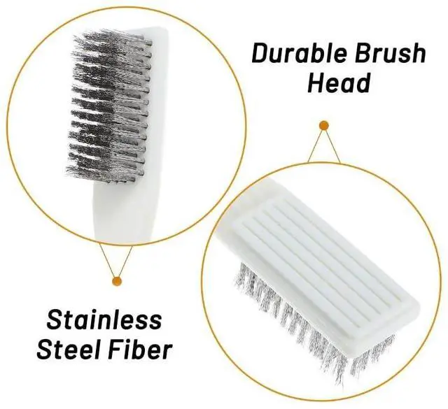 Alt view image 2 of 7 - 4 Pack Bowling Shoe Brushes - Stainless Steel Wire Cleaning Scrubber for Shoes Sliders Golf Cleats and Boots - Durable Brush Cleaner Kit for Mud and Dirt (White)