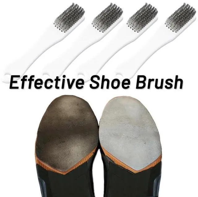 Alt view image 3 of 7 - 4 Pack Bowling Shoe Brushes - Stainless Steel Wire Cleaning Scrubber for Shoes Sliders Golf Cleats and Boots - Durable Brush Cleaner Kit for Mud and Dirt (White)
