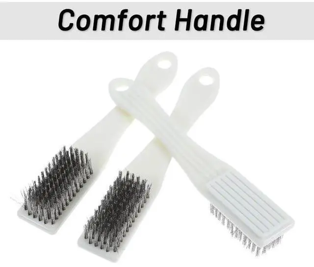 Alt view image 4 of 7 - 4 Pack Bowling Shoe Brushes - Stainless Steel Wire Cleaning Scrubber for Shoes Sliders Golf Cleats and Boots - Durable Brush Cleaner Kit for Mud and Dirt (White)