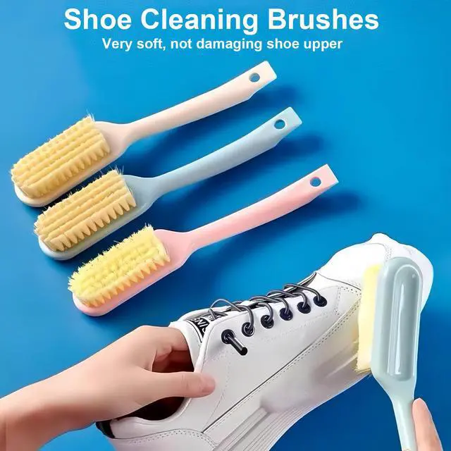 Alt view image 4 of 6 - 3 Pack Shoe Brush for Cleaning Shoe Scrubber Brushes Shoe Cleaner Brush | Shoe Cleaning Brush with Ergonomic Long Handled Gentle Soft Bristle Scrub Brush for Sneakers,Tennis,Canvas,White Shoes