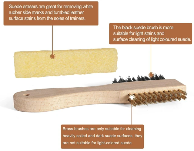 Alt view image 5 of 6 - 2-Piece Suede Brush and Suede Eraser, Suede Cleaner Kit, Suede Brush for Shoes Effectively Solves Stubborn Stains on Soft Bristle Shoes