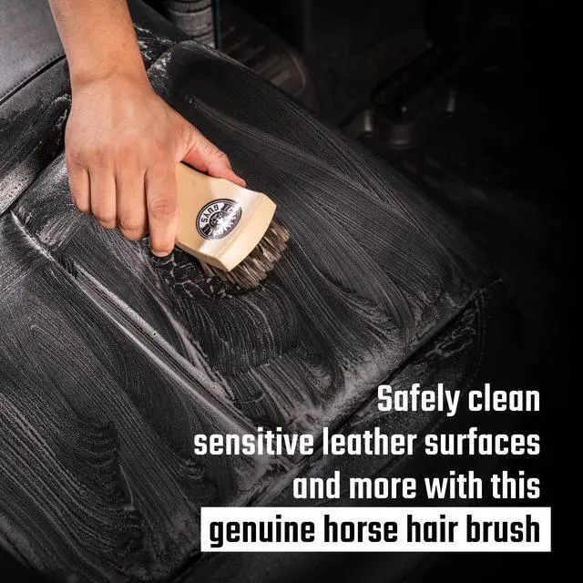 Alt view image 2 of 6 - Long Bristle Horsehair Leather Cleaning Brush for Interiors | Soft horsehair bristles gently clean leather seats, furniture, sneakers and boots without scratching