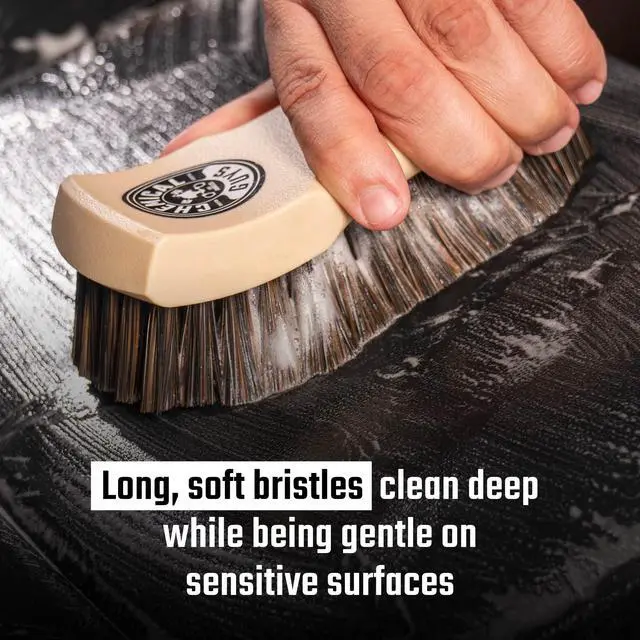 Alt view image 3 of 6 - Long Bristle Horsehair Leather Cleaning Brush for Interiors | Soft horsehair bristles gently clean leather seats, furniture, sneakers and boots without scratching