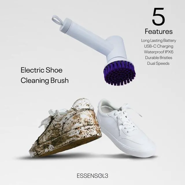 Alt view image 2 of 7 - Electric Shoe Cleaning Kit, Rechargeable Sneaker Cleaner Brush with 3 Brush Heads & Shoe Cleaning Solution, Shoe Care Kit for Leather, Suede, Nubuck, Canvas & Mesh