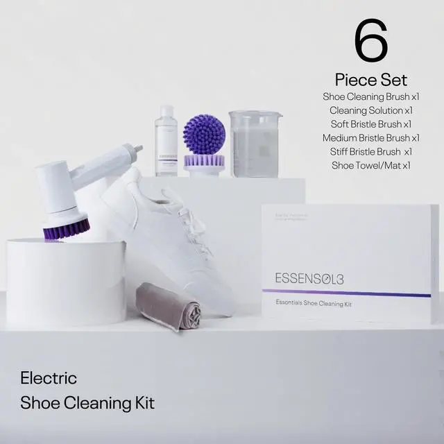 Alt view image 3 of 7 - Electric Shoe Cleaning Kit, Rechargeable Sneaker Cleaner Brush with 3 Brush Heads & Shoe Cleaning Solution, Shoe Care Kit for Leather, Suede, Nubuck, Canvas & Mesh