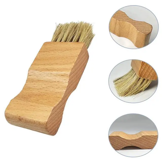 Alt view image 4 of 7 - 2 Pcs Shoe Polish Applicator Brushes Small Shoe Cleaning Brushes Wooden Handle Shine Shoes Brushes for Leather Boots Shoes Bags