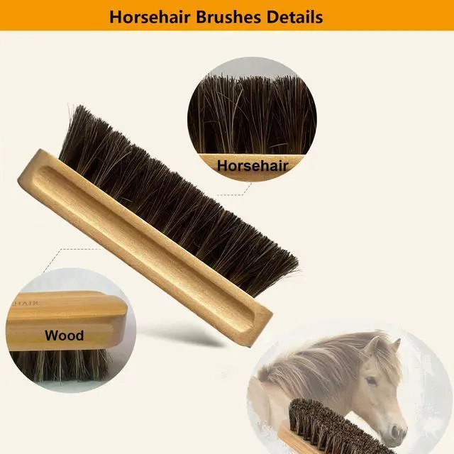 Alt view image 2 of 6 - Horsehair Laundry Stain Brush Clothe Brush Shoe Soft Bristle Cleaning Brush | 3 Pack Natural Wood Laundry Brush for Stains on Clothes Shoes Polishing Brush Shining Brushes