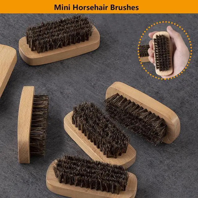 Alt view image 3 of 6 - Horsehair Laundry Stain Brush Clothe Brush Shoe Soft Bristle Cleaning Brush | 3 Pack Natural Wood Laundry Brush for Stains on Clothes Shoes Polishing Brush Shining Brushes