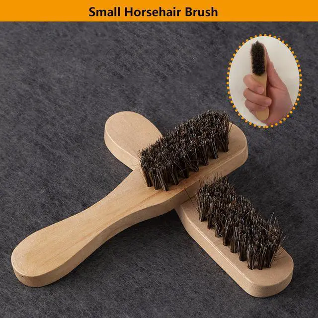 Alt view image 4 of 6 - Horsehair Laundry Stain Brush Clothe Brush Shoe Soft Bristle Cleaning Brush | 3 Pack Natural Wood Laundry Brush for Stains on Clothes Shoes Polishing Brush Shining Brushes