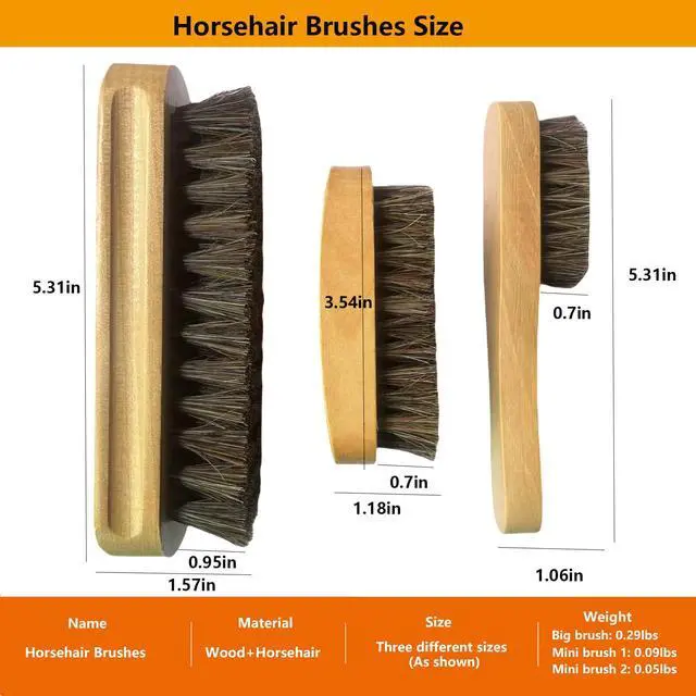 Alt view image 5 of 6 - Horsehair Laundry Stain Brush Clothe Brush Shoe Soft Bristle Cleaning Brush | 3 Pack Natural Wood Laundry Brush for Stains on Clothes Shoes Polishing Brush Shining Brushes
