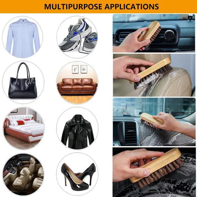 Alt view image 6 of 6 - Horsehair Laundry Stain Brush Clothe Brush Shoe Soft Bristle Cleaning Brush | 3 Pack Natural Wood Laundry Brush for Stains on Clothes Shoes Polishing Brush Shining Brushes