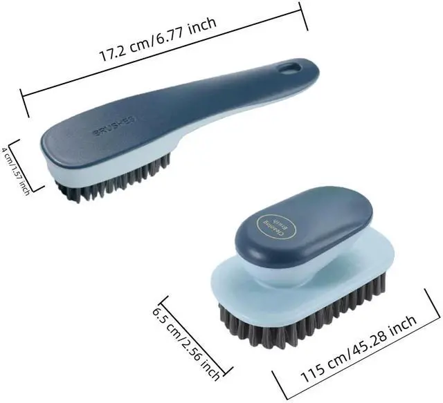 Alt view image 2 of 7 - Laundry Brush, Shoe Brush, Floor Tiles, Kitchen, Carpet, Household Cleaning,Easy to Hold Set ofSoft Bristle ScrubSneaker2 Pieces(Blue)