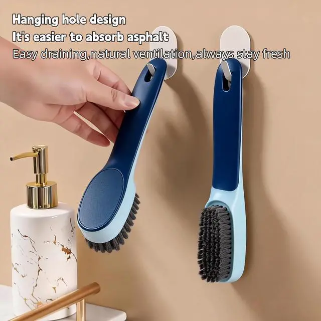 Alt view image 4 of 7 - Laundry Brush, Shoe Brush, Floor Tiles, Kitchen, Carpet, Household Cleaning,Easy to Hold Set ofSoft Bristle ScrubSneaker2 Pieces(Blue)