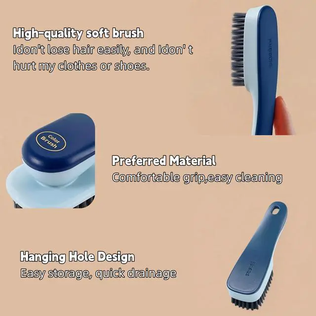 Alt view image 5 of 7 - Laundry Brush, Shoe Brush, Floor Tiles, Kitchen, Carpet, Household Cleaning,Easy to Hold Set ofSoft Bristle ScrubSneaker2 Pieces(Blue)