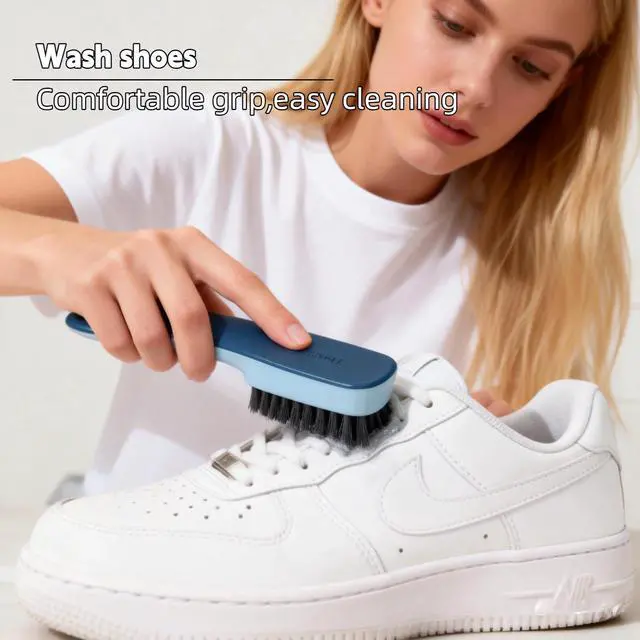 Alt view image 6 of 7 - Laundry Brush, Shoe Brush, Floor Tiles, Kitchen, Carpet, Household Cleaning,Easy to Hold Set ofSoft Bristle ScrubSneaker2 Pieces(Blue)