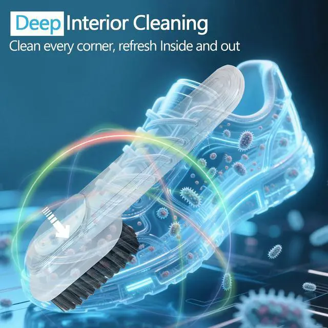 Alt view image 5 of 7 - Shoe Brush, Laundry Stain Brush, Liquid Dispenser Shoe Cleaning Brush | Sneaker Cleaner Brush for Tennis, Running, Golf, Work on Most Shoes, Multi-Purpose Cleaning Brush for Household & Outdoor
