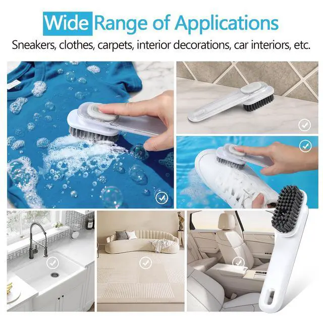 Alt view image 7 of 7 - Shoe Brush, Laundry Stain Brush, Liquid Dispenser Shoe Cleaning Brush | Sneaker Cleaner Brush for Tennis, Running, Golf, Work on Most Shoes, Multi-Purpose Cleaning Brush for Household & Outdoor