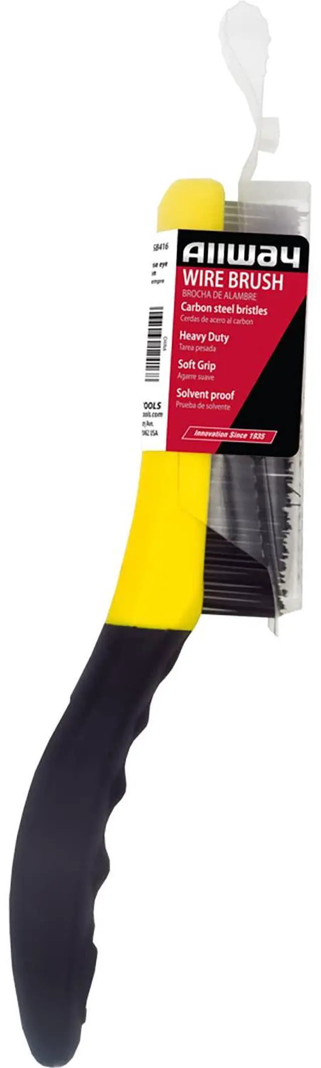 Alt view image 2 of 4 - SB416 Carbon Steel Wire Brush with Shoe Handle | Soft-Grip Handle, Chemical and Solvent Resistant Bristles