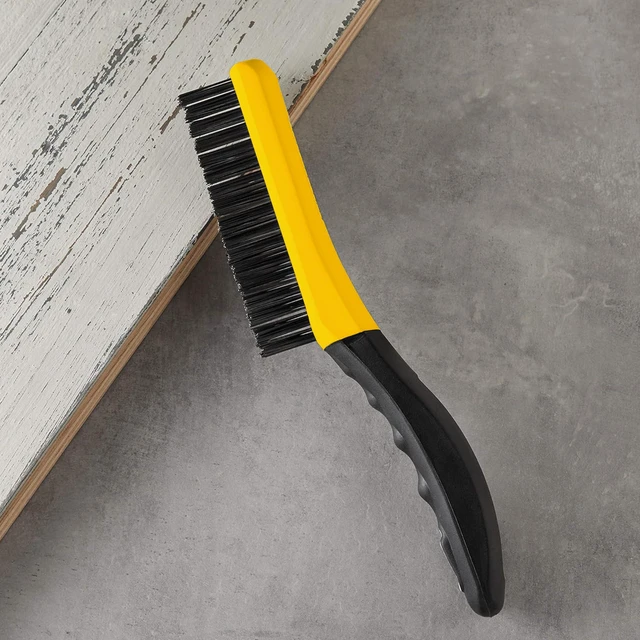 Alt view image 3 of 4 - SB416 Carbon Steel Wire Brush with Shoe Handle | Soft-Grip Handle, Chemical and Solvent Resistant Bristles