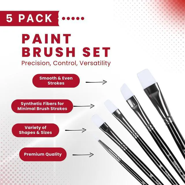 Alt view image 2 of 6 - Paint Brush Set Round Flat Angular Artist Acrylic Paint Brush Set Shoe paint Brush set (5 pcs)