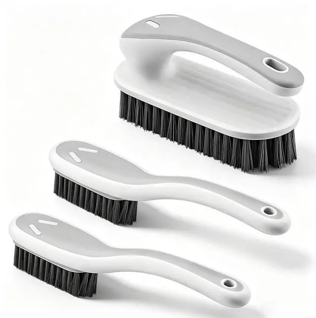 Main image of Soft Bristle Scrub Cleaning Brush 3 Pack Laundry Brush Gray White | Soft Scrub Brush Anti- Slip Stain Remover Easy to Grip Fabric Cleaning BrushHousehold Cleaning for ShoesCarpetBathroom