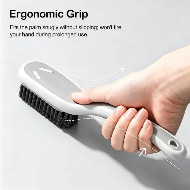 Alt view image 4 of 7 - Soft Bristle Scrub Cleaning Brush 3 Pack Laundry Brush Gray White | Soft Scrub Brush Anti- Slip Stain Remover Easy to Grip Fabric Cleaning BrushHousehold Cleaning for ShoesCarpetBathroom