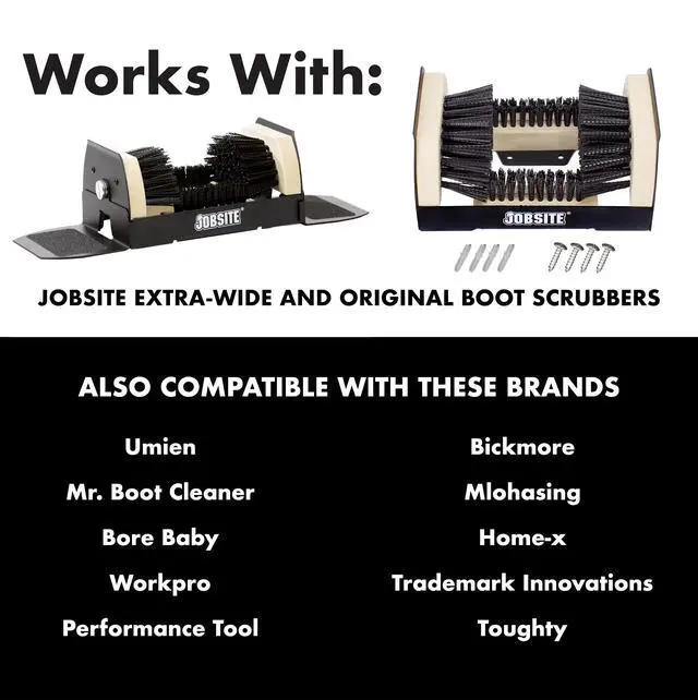 Alt view image 3 of 6 - Replacement Brushes - 2 Side & 2 Bottom Boot Scraper Brushes - Compatible Original & Extra Wide Boot Scrubbers