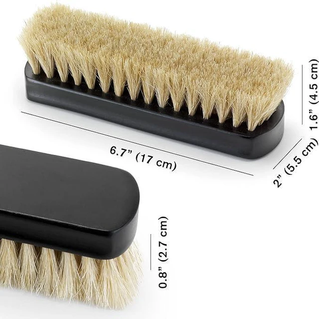 Alt view image 4 of 7 - Premium Horsehair Shoe Polish Brush Handcrafted Beechwood Shoe Brush for Shine and Buffing Luxurious Shoe Shine Brush with Soft Horsehair Bristles (Black/White)