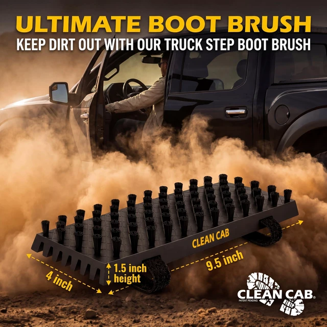 Alt view image 3 of 7 - Universal Fit Truck Step Mounted Brush - Heavy Duty Boot Brush for Trucks, RVs, SUVs, and Semis - Easy Velcro Mounting - Perfect for Camping, Jobsite, and Home - Durable and Reliable