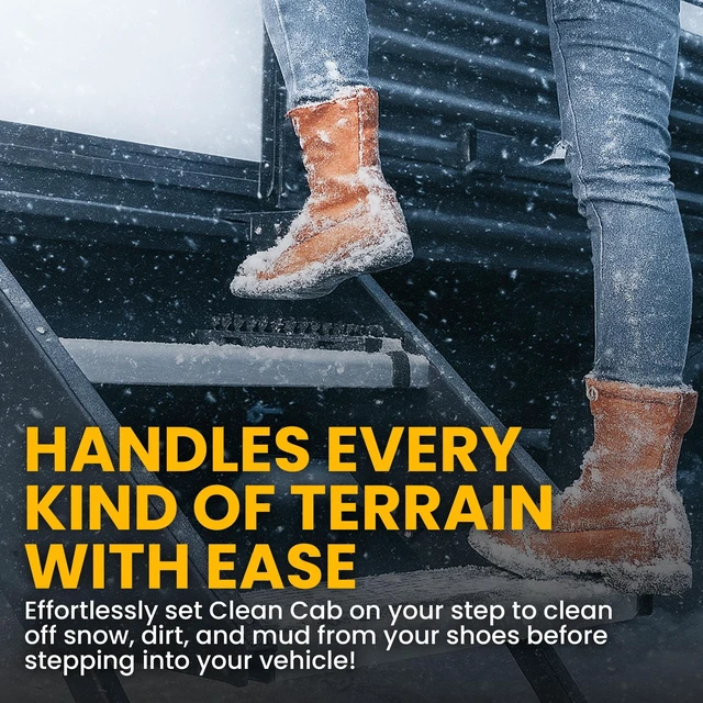 Alt view image 2 of 7 - Universal Fit Truck Step Mounted Brush - Heavy Duty Boot Brush for Trucks, RVs, SUVs, and Semis - Easy Velcro Mounting - Perfect for Camping, Jobsite, and Home - Durable and Reliable