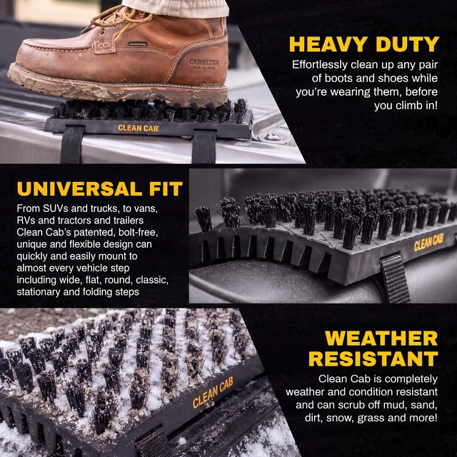 Alt view image 5 of 7 - Universal Fit Truck Step Mounted Brush - Heavy Duty Boot Brush for Trucks, RVs, SUVs, and Semis - Easy Velcro Mounting - Perfect for Camping, Jobsite, and Home - Durable and Reliable