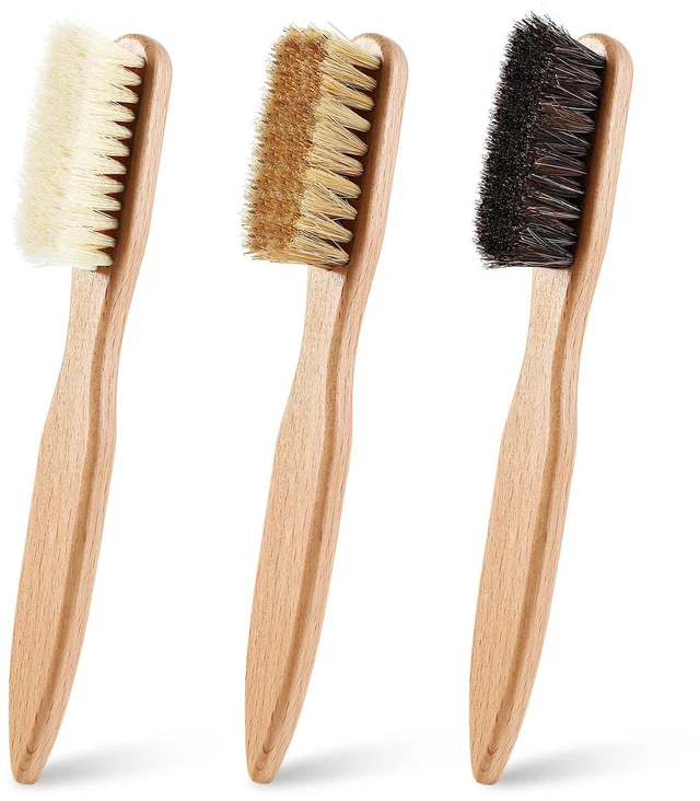 Main image of 3 Pcs Wood Laundry Stain Brush Stain Remover Brushes with Boar Bristle Small Stain Brush for Clothes for Scrubbing Stains from Furniture Fabric Leather(3 Pcs C)