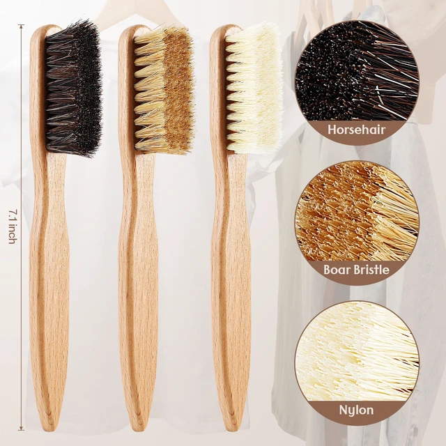 Alt view image 4 of 7 - 3 Pcs Wood Laundry Stain Brush Stain Remover Brushes with Boar Bristle Small Stain Brush for Clothes for Scrubbing Stains from Furniture Fabric Leather(3 Pcs C)