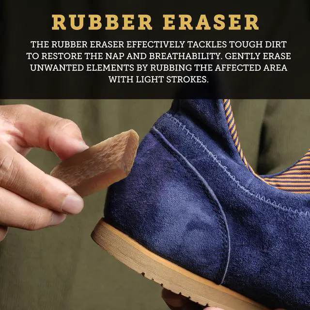 Alt view image 5 of 7 - Suede & Nubuck Cleaning Kit, Hog Hair Brush & Eraser, 2-Piece | Lift Dirt, Erase Marks & Revive Nap with Dry Care; 100% Hog Hair Brush & Rubber Eraser; For Shoes, Boots, Bags & Jackets