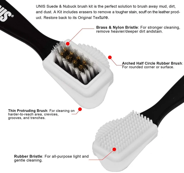 Alt view image 2 of 5 - Suede & Nubuck Leather 4 Way Cleaning Caring Brush Shoe & Boots Cleaner Essential Kit with Extra 2 Erasers