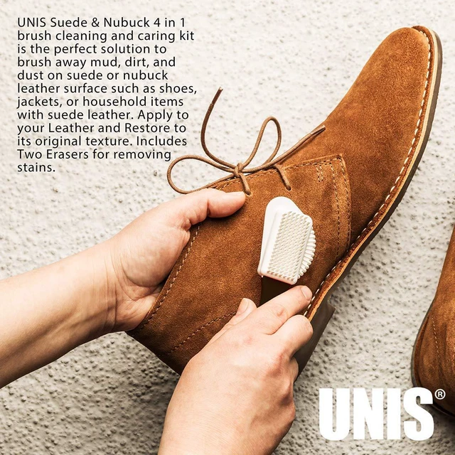 Alt view image 4 of 5 - Suede & Nubuck Leather 4 Way Cleaning Caring Brush Shoe & Boots Cleaner Essential Kit with Extra 2 Erasers